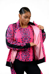 African Print Zip-Up Jacket for Women – Athletic Track Jacket, Lightweight Workout & Athleisure Jacket - Nkeoma