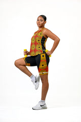 RADIANT African Print Biker Shorts for Women – High Waist Workout, Gym & Athletic Shorts - Nkeoma