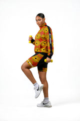 RADIANT African Print Biker Shorts for Women – High Waist Workout, Gym & Athletic Shorts - Nkeoma