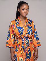 African Print Satin Robe Kente - Nkeoma
