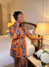 African Print Satin Robe Kente - Nkeoma