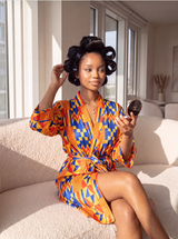 African Print Satin Robe Kente - Nkeoma