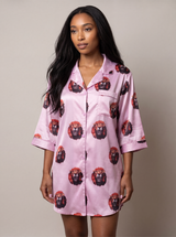 African Print Satin Sleep Shirt Dress - Nkeoma