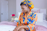 African Print Satin Robe Kente - Nkeoma By Ivy & Livy