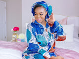 African Print Satin Long sleeve Pajama Set - Nkeoma By Ivy & Livy