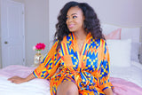 African Print Satin Robe Kente - Nkeoma By Ivy & Livy