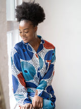 African Print Satin Long sleeve Pajama Set - Nkeoma By Ivy & Livy