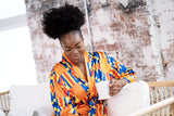 African Print Satin Robe Kente - Nkeoma By Ivy & Livy