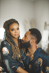 Lion Head African Print Satin Robe - Nkeoma