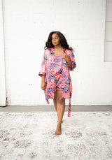 African Print Satin Pajama Shorts & Tank Set - Nkeoma