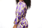 Purple African Print Satin Robe - Nkeoma By Ivy & Livy