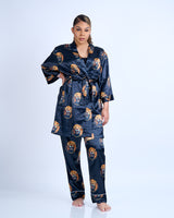 Lion Head African Print Satin Robe - Nkeoma