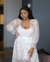 Glam Bridal White Beaded Robe - Nkeoma