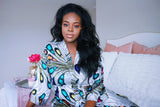 White African Print Satin Robe - Nkeoma By Ivy & Livy