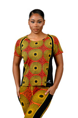 RADIANT African Print Workout Top for Women – Athletic Tank & Short Sleeve Gym Shirt - Nkeoma