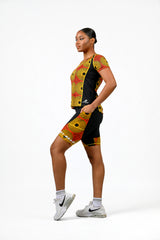 RADIANT African Print Biker Shorts for Women – High Waist Workout, Gym & Athletic Shorts - Nkeoma