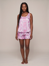 African Print Satin Tank & Shorts Set Kente