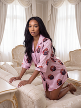 African Print Satin Sleep Shirt Dress - Nkeoma