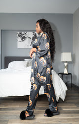 Lion Head African Print Satin Robe - Nkeoma By Ivy & Livy